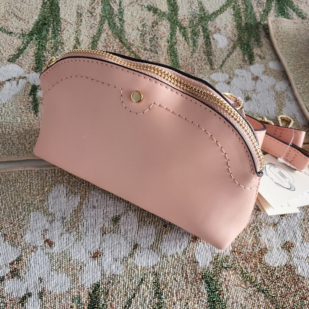 Peach belt/cross body bag